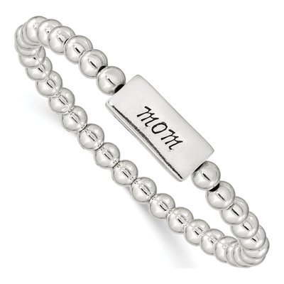 Sterling Silver Enameled MOM Stretch Bracelet