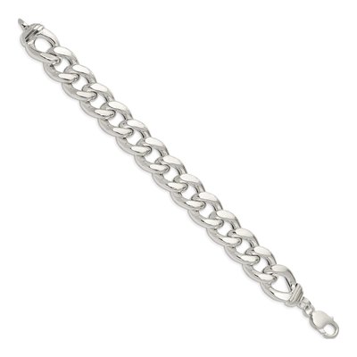 Sterling Silver 14.75mm Hollow Curb Chain Anklet – view 3