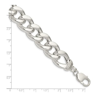 Sterling Silver 14.75mm Hollow Curb Chain Anklet – view 4
