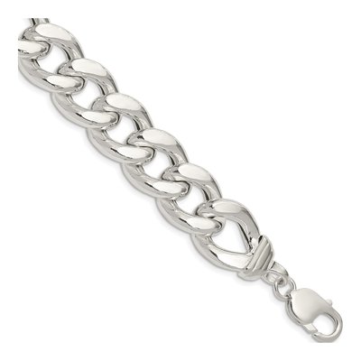 Sterling Silver 14.75mm Hollow Curb Chain Anklet