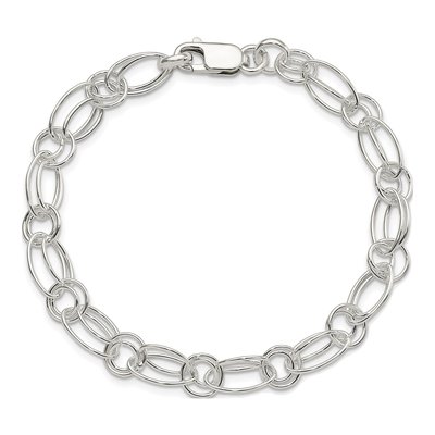 Sterling Silver 9mm Handmade Oval Link Chain Bracelet – view 4