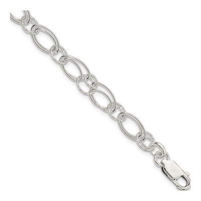 Sterling Silver 9mm Handmade Oval Link Chain Bracelet