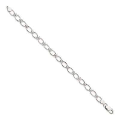 Sterling Silver 5mm Handmade Oval Fancy Link Chain Bracelet – view 3