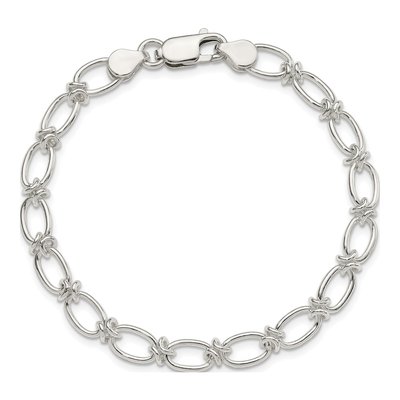 Sterling Silver 5mm Handmade Oval Fancy Link Chain Bracelet – view 4