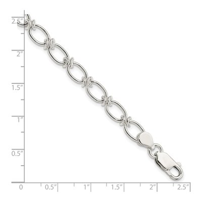Sterling Silver 5mm Handmade Oval Fancy Link Chain Bracelet – view 5