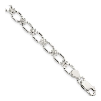Sterling Silver 5mm Handmade Oval Fancy Link Chain Bracelet