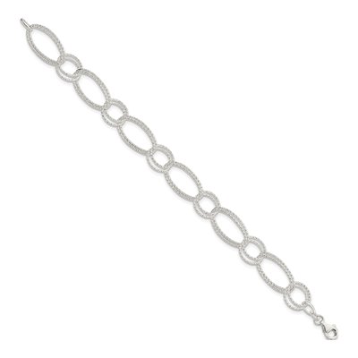 Sterling Silver Textured Link Bracelet – view 2