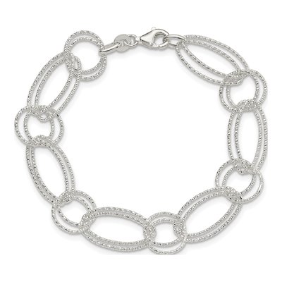 Sterling Silver Textured Link Bracelet – view 3