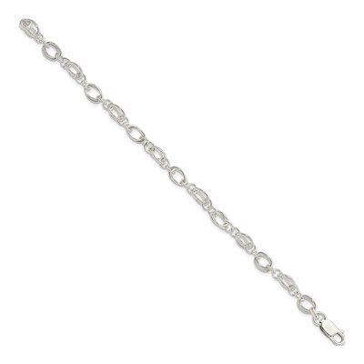 Sterling Silver 6mm Handmade Fancy Link Chain Bracelet – view 3