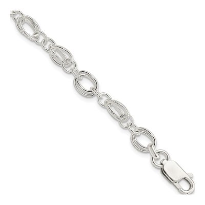 Sterling Silver 6mm Handmade Fancy Link Chain Bracelet