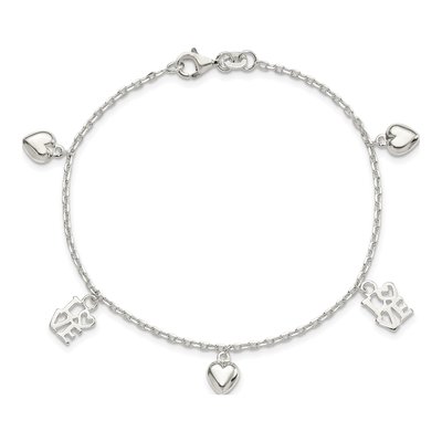 Sterling Silver Heart LOVE Bracelet – view 4