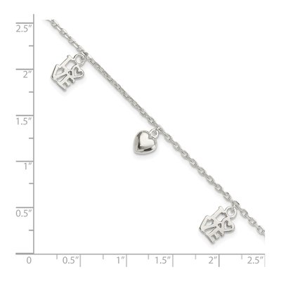 Sterling Silver Heart LOVE Bracelet – view 5