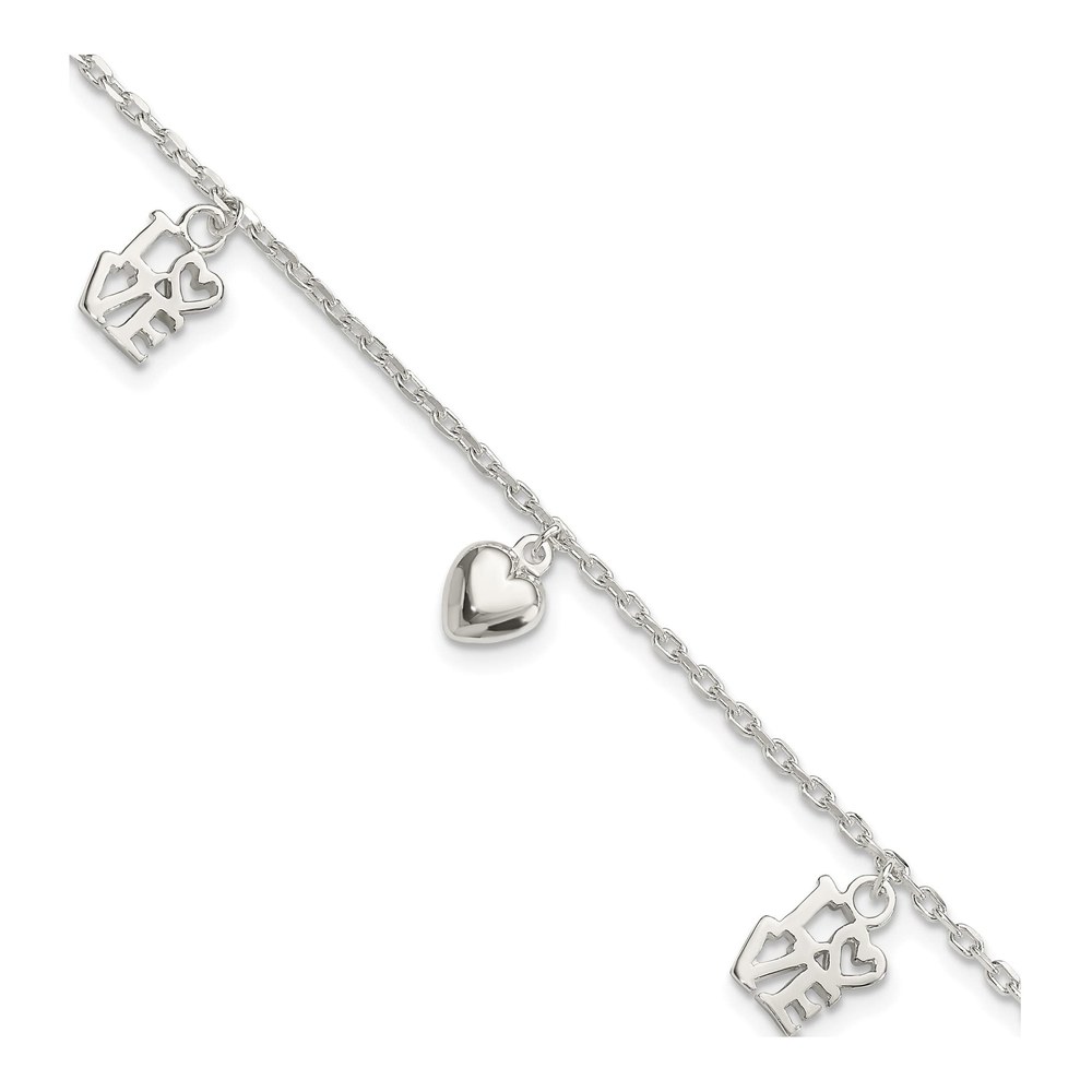 Sterling Silver Heart LOVE Bracelet