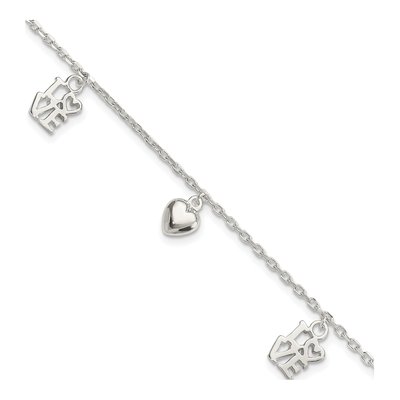 Sterling Silver Heart LOVE Bracelet