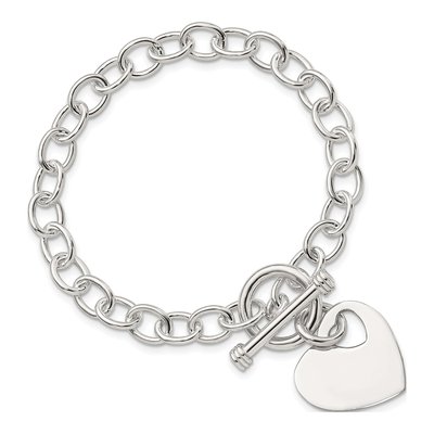 Sterling Silver Heart Toggle Bracelet – view 4