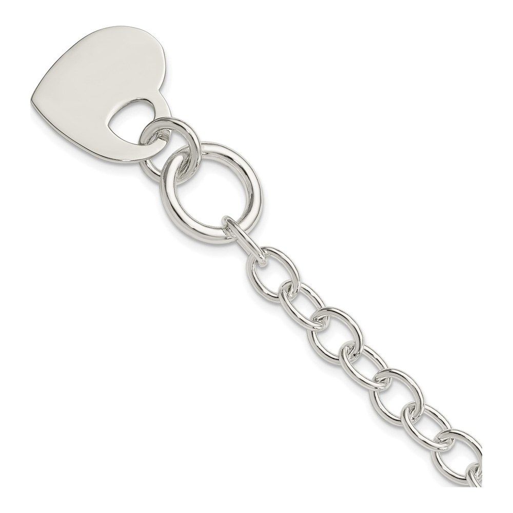 Sterling Silver Engravable Heart Toggle Bracelet