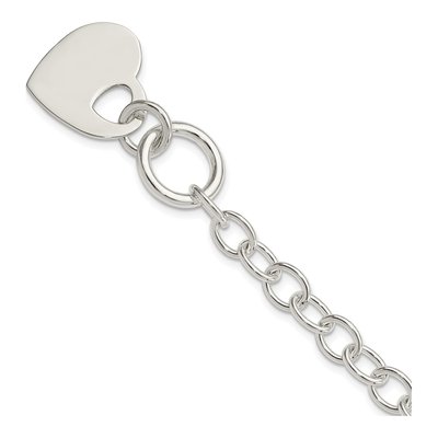 Sterling Silver Heart Toggle Bracelet