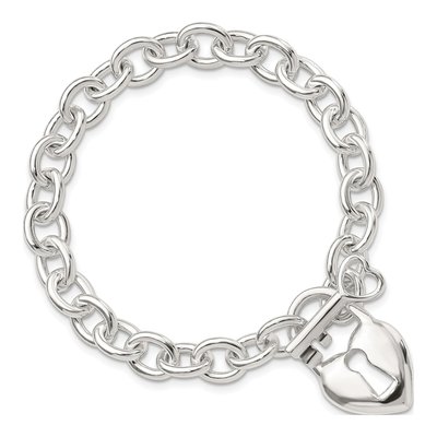 Sterling Silver Heart Key Toggle Bracelet – view 5