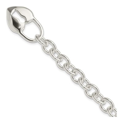 Sterling Silver Heart Key Toggle Bracelet
