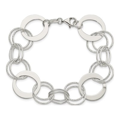 Sterling Silver Circle Link Bracelet – view 4