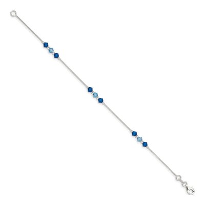 Sterling Silver Aquamarine Blue Glass Bracelet – view 3