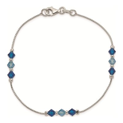 Sterling Silver Aquamarine Blue Glass Bracelet – view 4