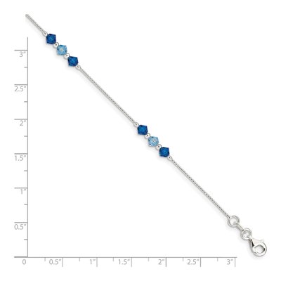 Sterling Silver Aquamarine Blue Glass Bracelet – view 5