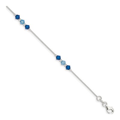 Sterling Silver Aquamarine Blue Glass Bracelet