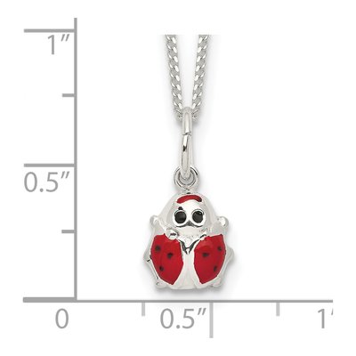 Sterling Silver Black Red Enameled Ladybug Children's Pendant Necklace – view 6