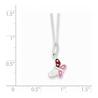 Sterling Silver Girls' Enamel Butterfly Pendant Necklace – view 4