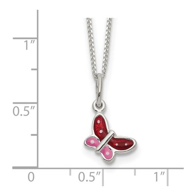 Sterling Silver Girls' Enamel Butterfly Pendant Necklace – view 6