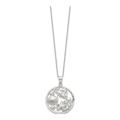 Sterling Silver Seahorse Starfish Shell Pendant Necklace – view 3