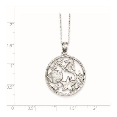 Sterling Silver Seahorse Starfish Shell Pendant Necklace – view 4