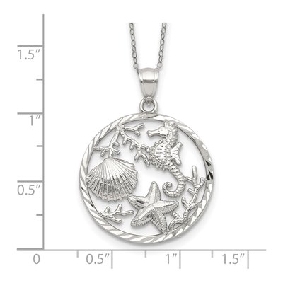 Sterling Silver Seahorse Starfish Shell Pendant Necklace – view 6
