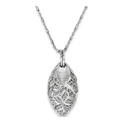 Sterling Silver Flower Leaves Pendant Necklace