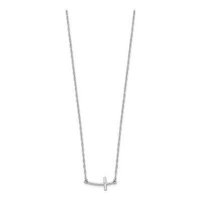 Sterling Silver Sideways Cross Pendant Necklace – view 3