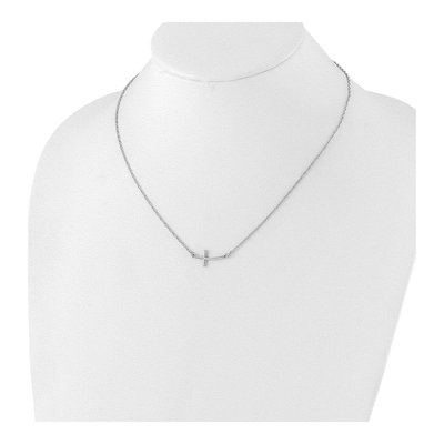 Sterling Silver Sideways Cross Pendant Necklace – view 4