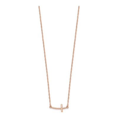 Rose Gold-Plated Sterling Silver Sideways Cross Pendant Necklace – view 2