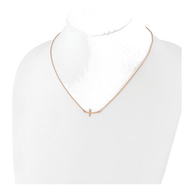 Rose Gold-Plated Sterling Silver Sideways Cross Pendant Necklace – view 3
