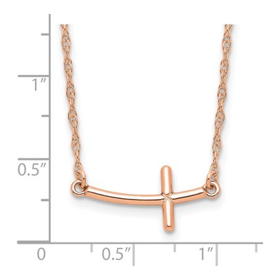 Rose Gold-Plated Sterling Silver Sideways Cross Pendant Necklace – view 4