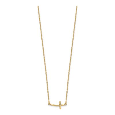 Gold-Plated Sterling Silver Sideways Cross Pendant Necklace – view 2