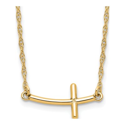 Gold-Plated Sterling Silver Sideways Cross Pendant Necklace