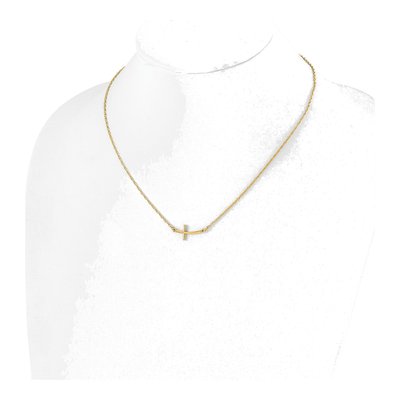 Gold-Plated Sterling Silver Sideways Cross Pendant Necklace – view 3