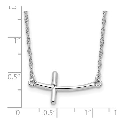Sterling Silver Sideways Curved Cross Pendant Necklace – view 3