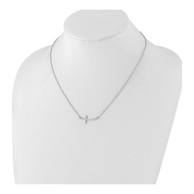 Sterling Silver Sideways Cross Pendant Necklace – view 4