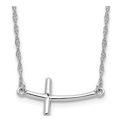 Sterling Silver Sideways Cross Pendant Necklace