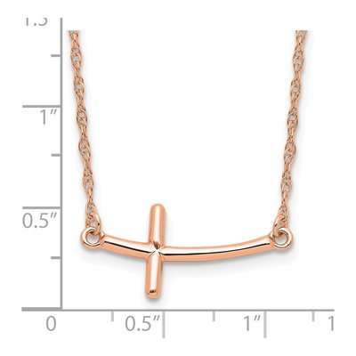Rose Gold-Plated Sterling Silver Sideways Cross Pendant Necklace – view 3