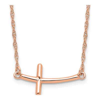 Rose Gold-Plated Sterling Silver Sideways Cross Pendant Necklace