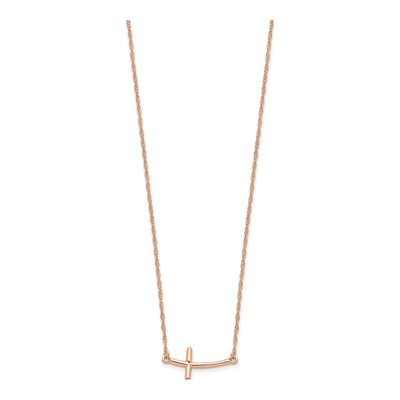 Rose Gold-Plated Sterling Silver Sideways Cross Pendant Necklace – view 2