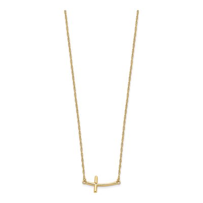 Gold-Plated Sterling Silver Sideways Cross Pendant Necklace – view 2